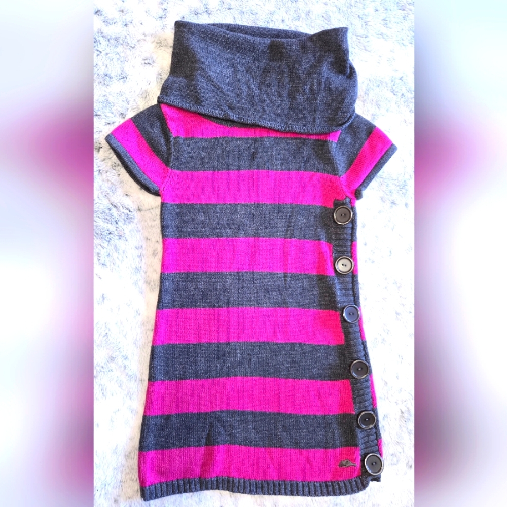*Back To School* Roots Kids Pink and Grey Sweater Dress Medium (7-8)